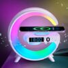 Intelligent LED Table Lamp, 4 in 1 Wireless Charger Night Light Lamp, App Control Bluetooth Speaker with Alarm Clock, Bedside Charging Lamp for Bedroom Office Home Décor